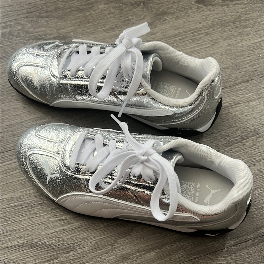 Puma Silver Metallic & White Women's Sneakers
